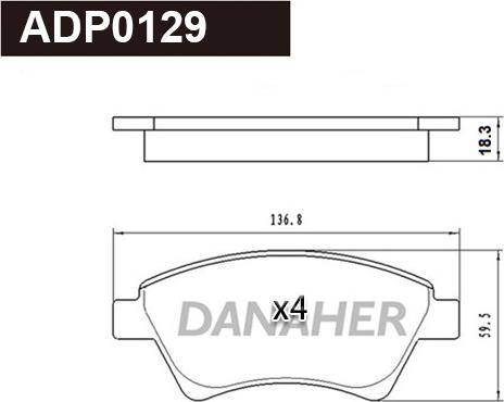 Danaher ADP0129 - Kit pastiglie freno, Freno a disco autozon.pro