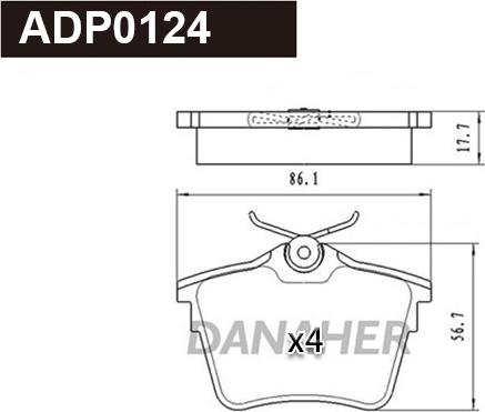 Danaher ADP0124 - Kit pastiglie freno, Freno a disco autozon.pro