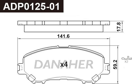 Danaher ADP0125-01 - Kit pastiglie freno, Freno a disco autozon.pro