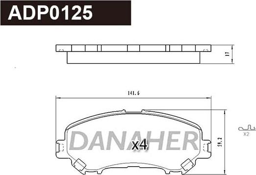 Danaher ADP0125 - Kit pastiglie freno, Freno a disco autozon.pro