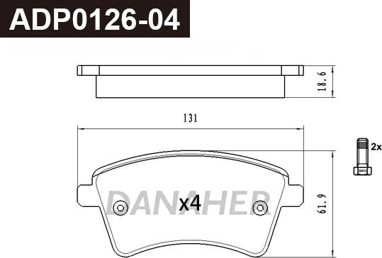 Danaher ADP0126-04 - Kit pastiglie freno, Freno a disco autozon.pro