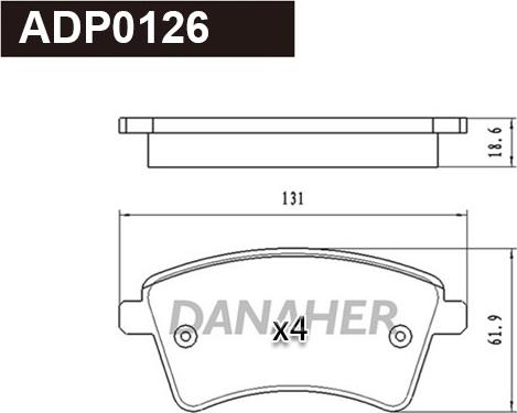 Danaher ADP0126 - Kit pastiglie freno, Freno a disco autozon.pro