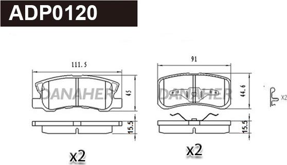 Danaher ADP0120 - Kit pastiglie freno, Freno a disco autozon.pro