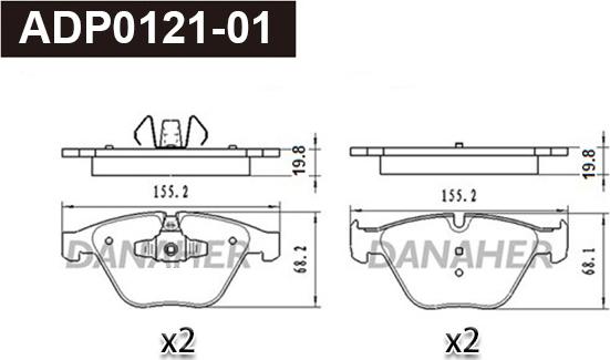 Danaher ADP0121-01 - Kit pastiglie freno, Freno a disco autozon.pro