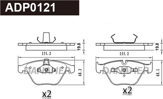 Danaher ADP0121 - Kit pastiglie freno, Freno a disco autozon.pro