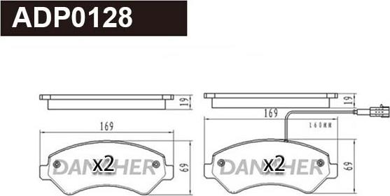 Danaher ADP0128 - Kit pastiglie freno, Freno a disco autozon.pro