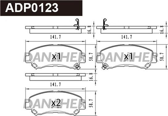 Danaher ADP0123 - Kit pastiglie freno, Freno a disco autozon.pro