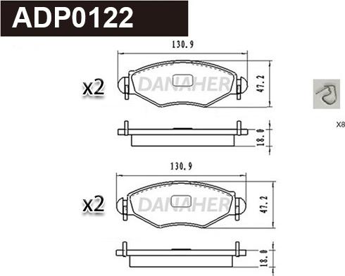 Danaher ADP0122 - Kit pastiglie freno, Freno a disco autozon.pro