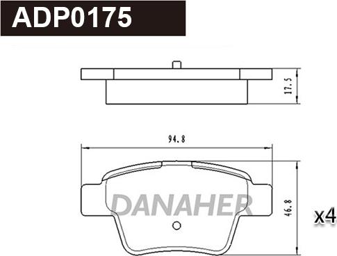 Danaher ADP0175 - Kit pastiglie freno, Freno a disco autozon.pro