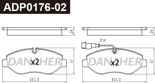 Danaher ADP0176-02 - Kit pastiglie freno, Freno a disco autozon.pro