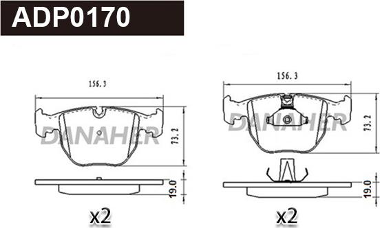 Danaher ADP0170 - Kit pastiglie freno, Freno a disco autozon.pro