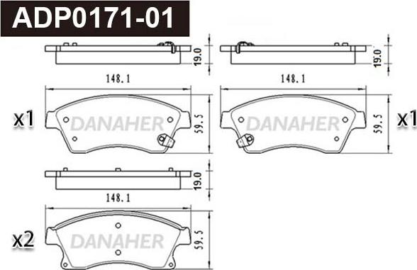 Danaher ADP0171-01 - Kit pastiglie freno, Freno a disco autozon.pro