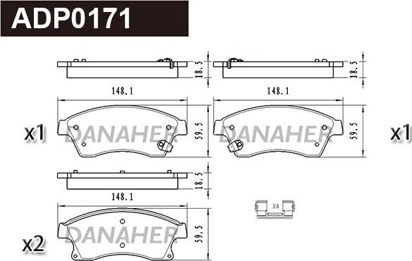 Danaher ADP0171 - Kit pastiglie freno, Freno a disco autozon.pro