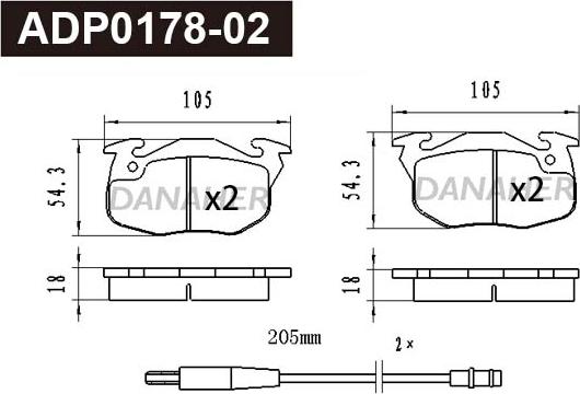 Danaher ADP0178-02 - Kit pastiglie freno, Freno a disco autozon.pro