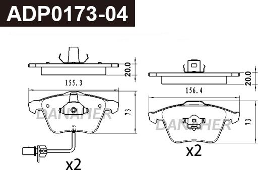 Danaher ADP0173-04 - Kit pastiglie freno, Freno a disco autozon.pro