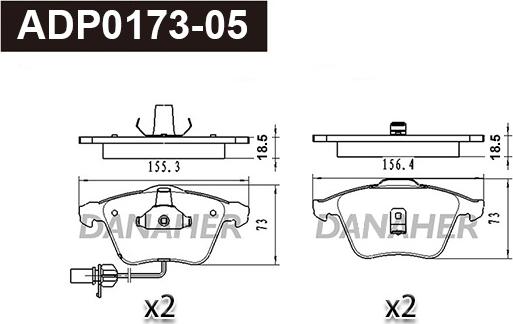 Danaher ADP0173-05 - Kit pastiglie freno, Freno a disco autozon.pro