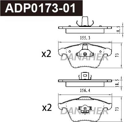 Danaher ADP0173-01 - Kit pastiglie freno, Freno a disco autozon.pro