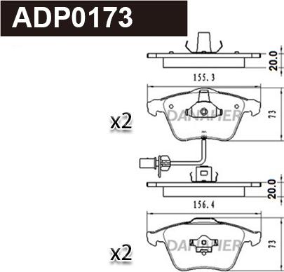 Danaher ADP0173 - Kit pastiglie freno, Freno a disco autozon.pro