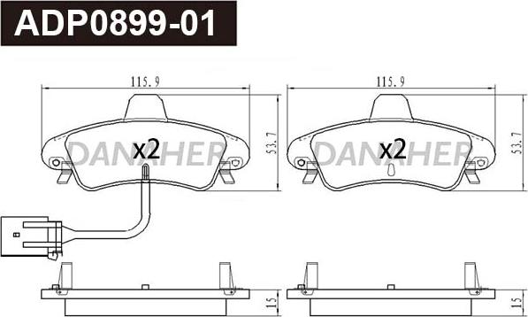 Danaher ADP0899-01 - Kit pastiglie freno, Freno a disco autozon.pro