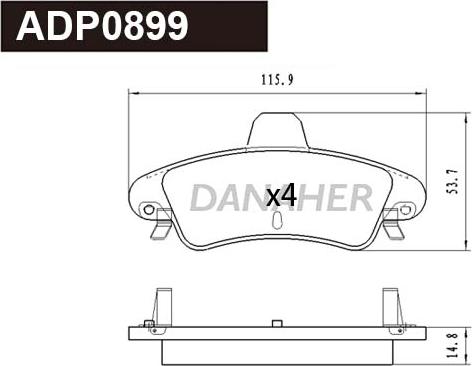 Danaher ADP0899 - Kit pastiglie freno, Freno a disco autozon.pro