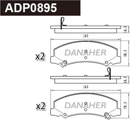 Danaher ADP0895 - Kit pastiglie freno, Freno a disco autozon.pro