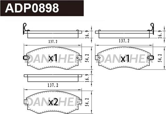 Danaher ADP0898 - Kit pastiglie freno, Freno a disco autozon.pro