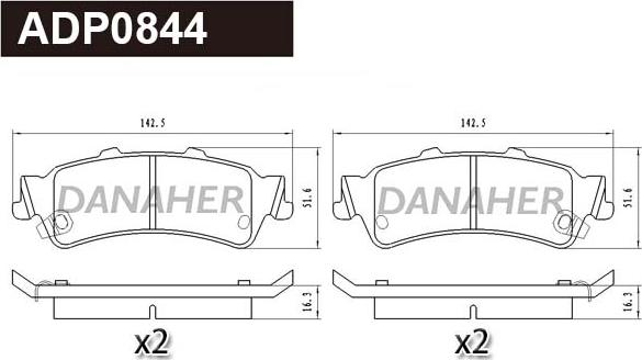 Danaher ADP0844 - Kit pastiglie freno, Freno a disco autozon.pro