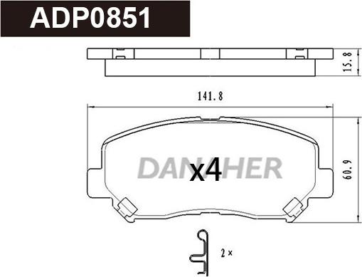 Danaher ADP0851 - Kit pastiglie freno, Freno a disco autozon.pro