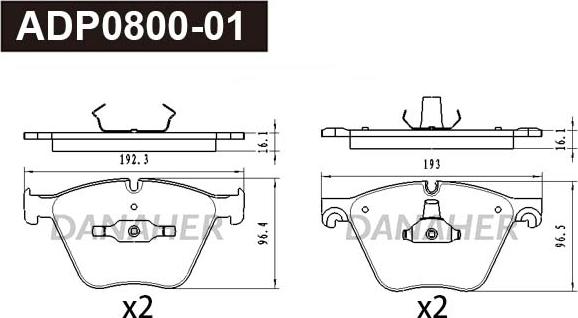 Danaher ADP0800-01 - Kit pastiglie freno, Freno a disco autozon.pro