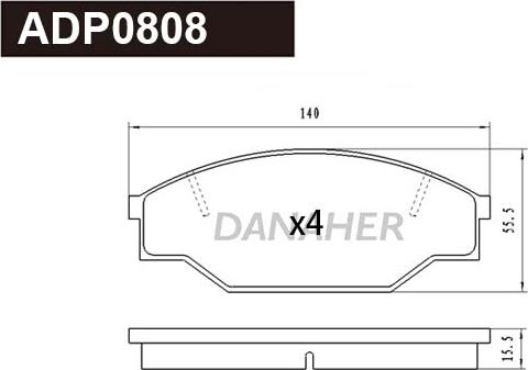 Danaher ADP0808 - Kit pastiglie freno, Freno a disco autozon.pro