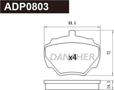 Danaher ADP0803 - Kit pastiglie freno, Freno a disco autozon.pro