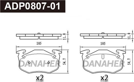 Danaher ADP0807-01 - Kit pastiglie freno, Freno a disco autozon.pro