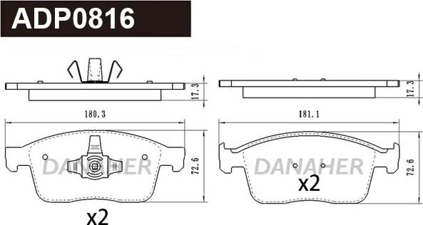 Danaher ADP0816 - Kit pastiglie freno, Freno a disco autozon.pro