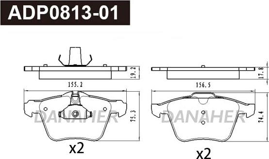 Danaher ADP0813-01 - Kit pastiglie freno, Freno a disco autozon.pro