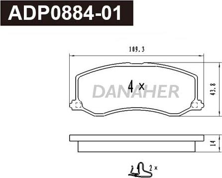 Danaher ADP0884-01 - Kit pastiglie freno, Freno a disco autozon.pro