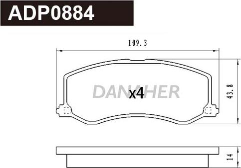 Danaher ADP0884 - Kit pastiglie freno, Freno a disco autozon.pro