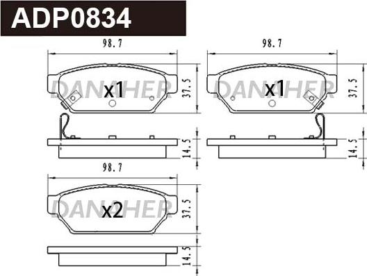 Danaher ADP0834 - Kit pastiglie freno, Freno a disco autozon.pro