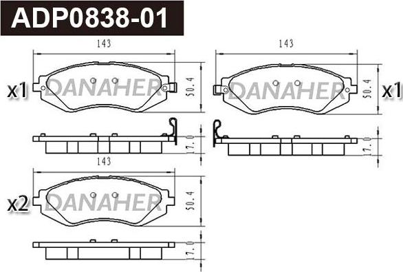 Danaher ADP0838-01 - Kit pastiglie freno, Freno a disco autozon.pro