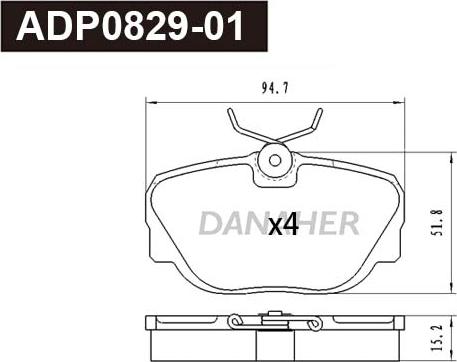 Danaher ADP0829-01 - Kit pastiglie freno, Freno a disco autozon.pro