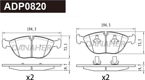 Danaher ADP0820 - Kit pastiglie freno, Freno a disco autozon.pro