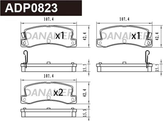 Danaher ADP0823 - Kit pastiglie freno, Freno a disco autozon.pro