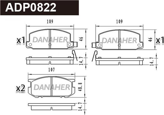 Danaher ADP0822 - Kit pastiglie freno, Freno a disco autozon.pro