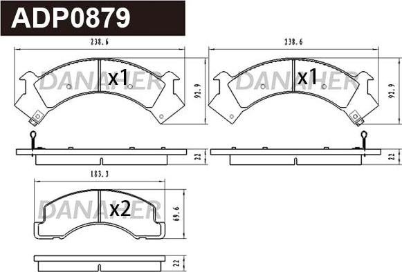 Danaher ADP0879 - Kit pastiglie freno, Freno a disco autozon.pro