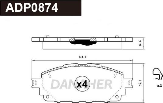 Danaher ADP0874 - Kit pastiglie freno, Freno a disco autozon.pro