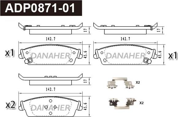 Danaher ADP0871-01 - Kit pastiglie freno, Freno a disco autozon.pro