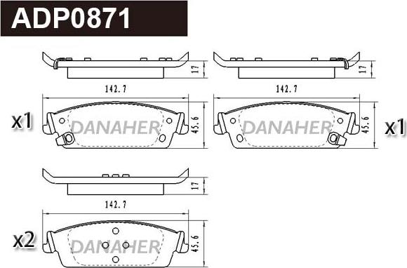 Danaher ADP0871 - Kit pastiglie freno, Freno a disco autozon.pro