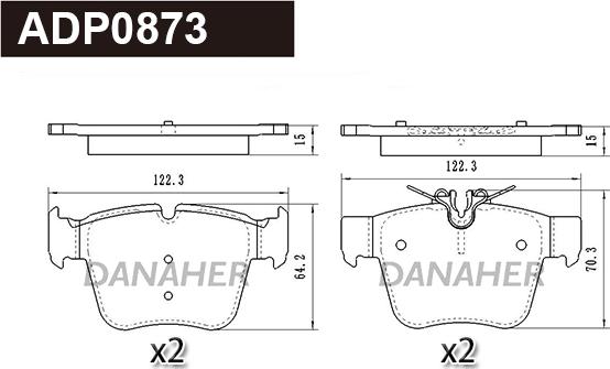 Danaher ADP0873 - Kit pastiglie freno, Freno a disco autozon.pro