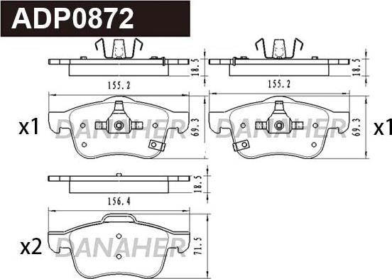 Danaher ADP0872 - Kit pastiglie freno, Freno a disco autozon.pro