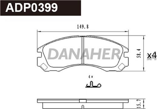 Danaher ADP0399 - Kit pastiglie freno, Freno a disco autozon.pro