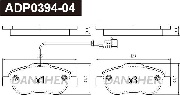 Danaher ADP0394-04 - Kit pastiglie freno, Freno a disco autozon.pro